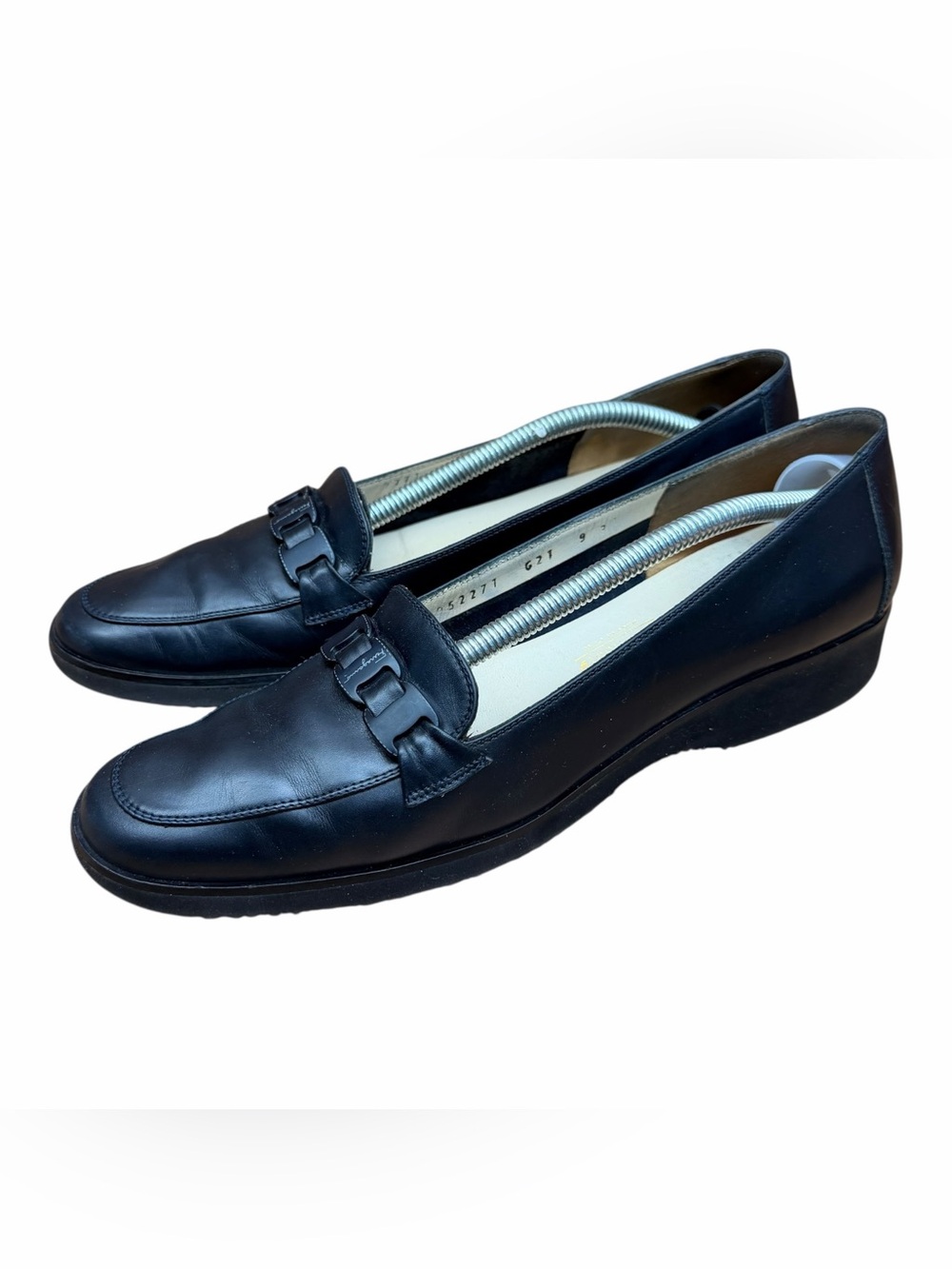Salvatore Ferragamo Black Leather Loafers with Signature Bit